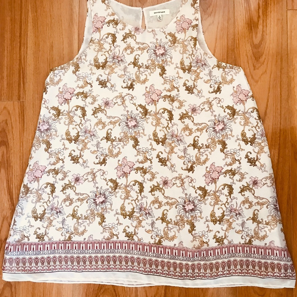 Max Studio Printed Sleeveless Trapeze Blouse
